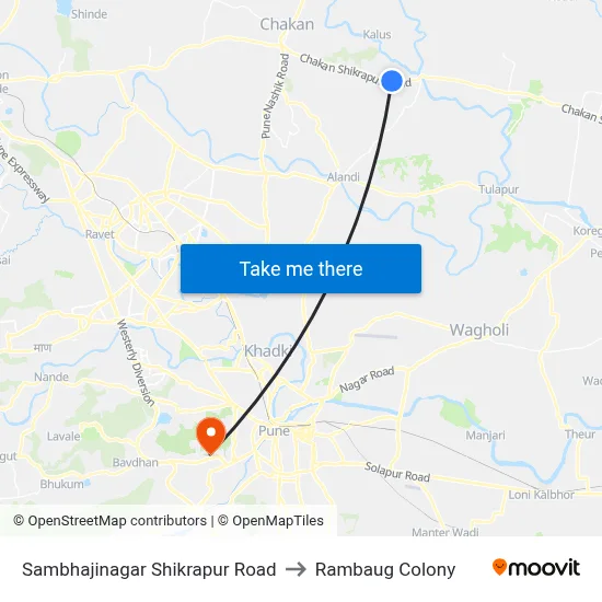 Sambhajinagar Shikrapur Road to Rambaug Colony map