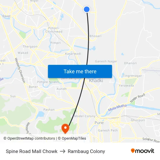 Spine Road Mall Chowk to Rambaug Colony map