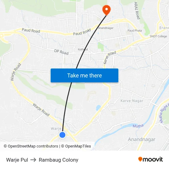Warje Pul to Rambaug Colony map