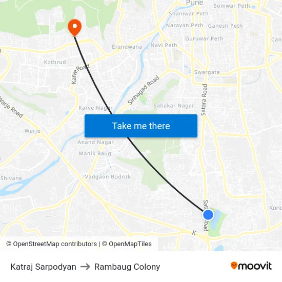 Katraj Sarpodyan to Rambaug Colony map