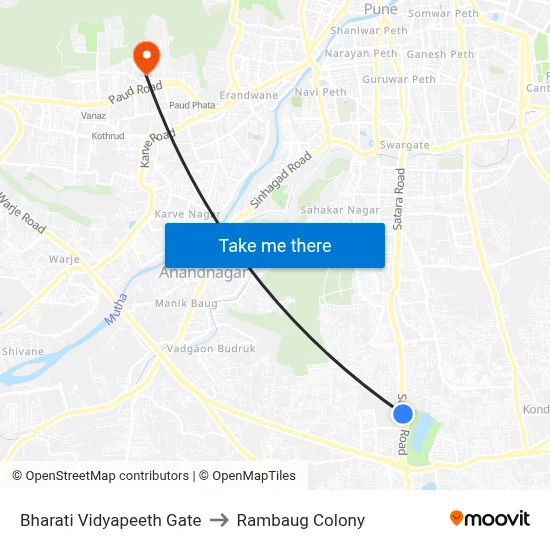 Bharati Vidyapeeth Gate to Rambaug Colony map