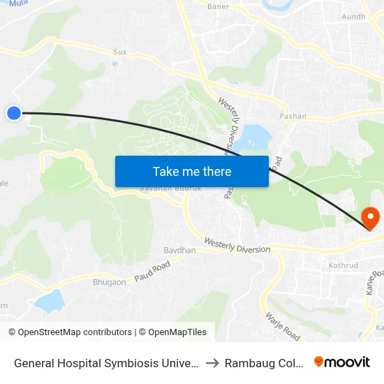 General Hospital Symbiosis University to Rambaug Colony map
