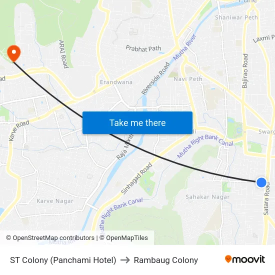 ST Colony (Panchami Hotel) to Rambaug Colony map