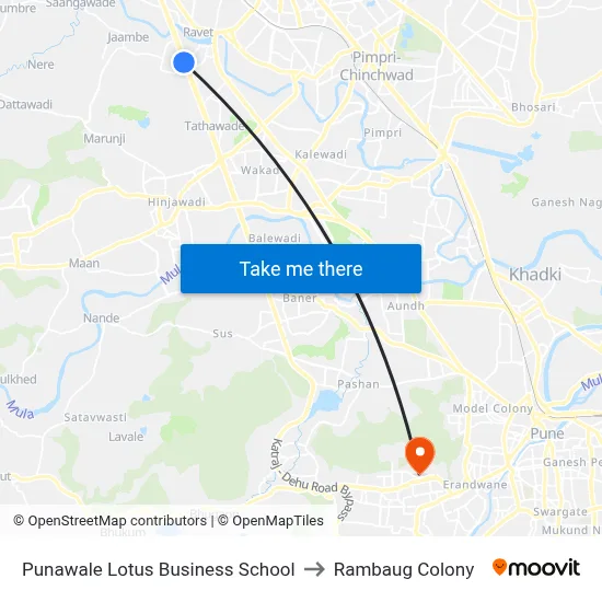 Punawale Lotus Business School to Rambaug Colony map