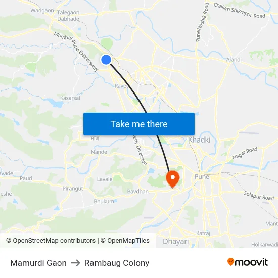 Mamurdi Gaon to Rambaug Colony map