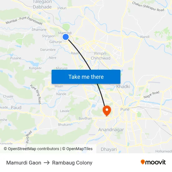 Mamurdi Gaon to Rambaug Colony map