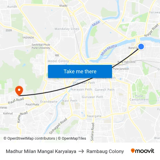 Madhur Milan Mangal Karyalaya to Rambaug Colony map