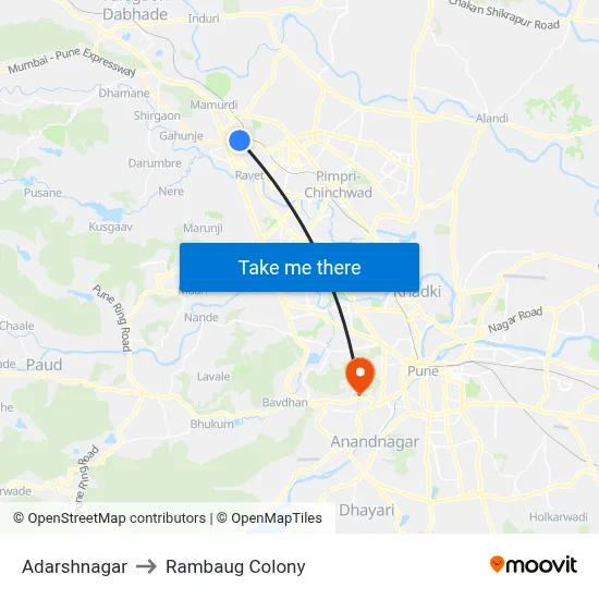 Adarshnagar to Rambaug Colony map