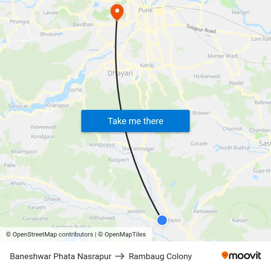 Baneshwar Phata Nasrapur to Rambaug Colony map