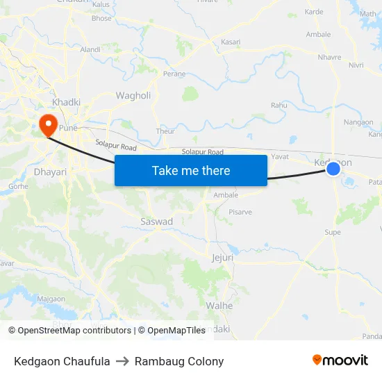 Kedgaon Chaufula to Rambaug Colony map