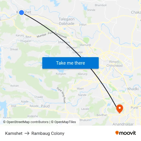Kamshet to Rambaug Colony map