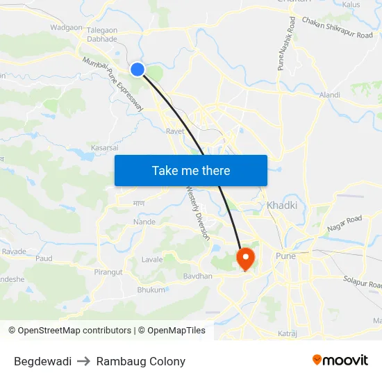 Begdewadi to Rambaug Colony map