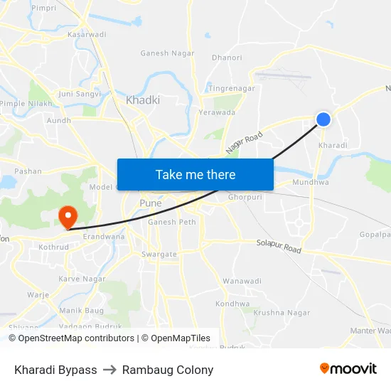 Kharadi Bypass to Rambaug Colony map