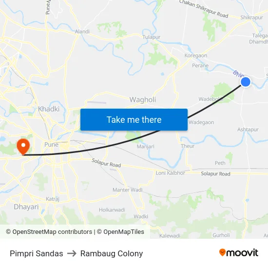 Pimpri Sandas to Rambaug Colony map