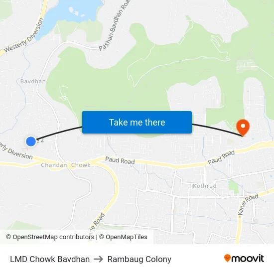 LMD Chowk Bavdhan to Rambaug Colony map