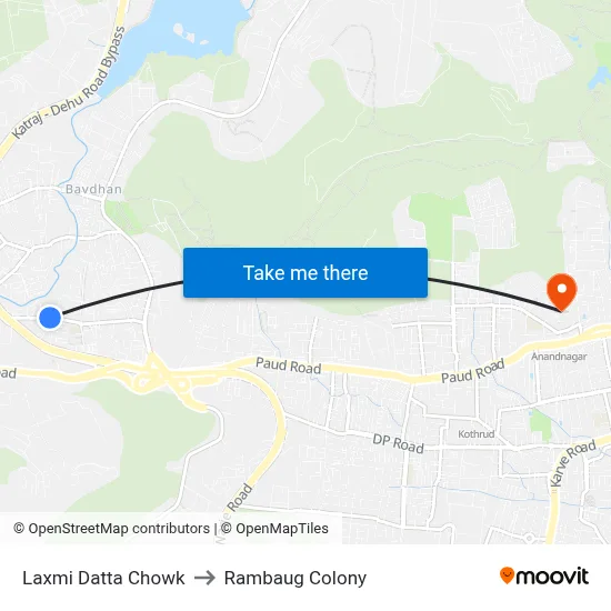 Laxmi Datta Chowk to Rambaug Colony map
