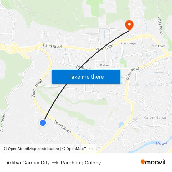 Aditya Garden City to Rambaug Colony map