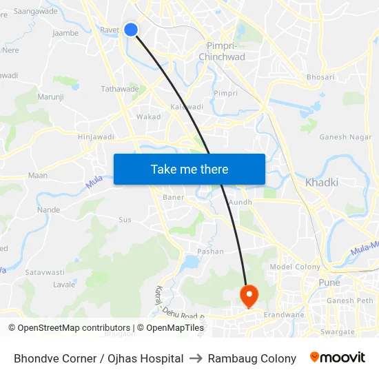 Bhondve Corner / Ojhas Hospital to Rambaug Colony map