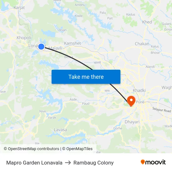 Mapro Garden Lonavala to Rambaug Colony map