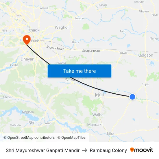 Shri Mayureshwar Ganpati Mandir to Rambaug Colony map