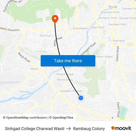 Sinhgad College Charwad Wasti to Rambaug Colony map