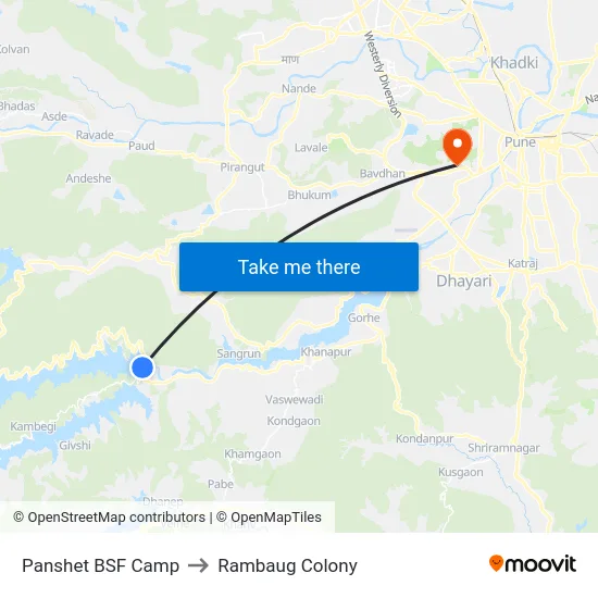 Panshet BSF Camp to Rambaug Colony map