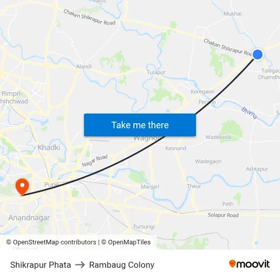 Shikrapur Phata to Rambaug Colony map