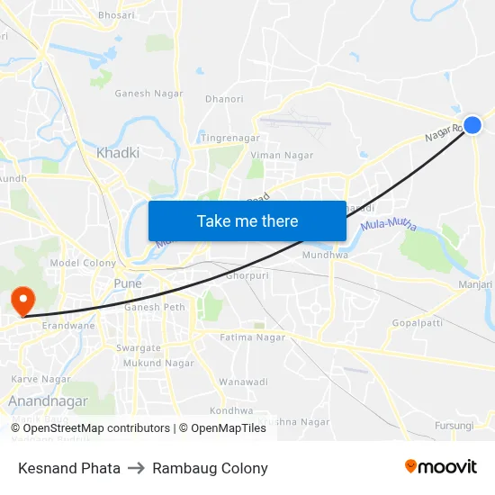 Kesnand Phata to Rambaug Colony map