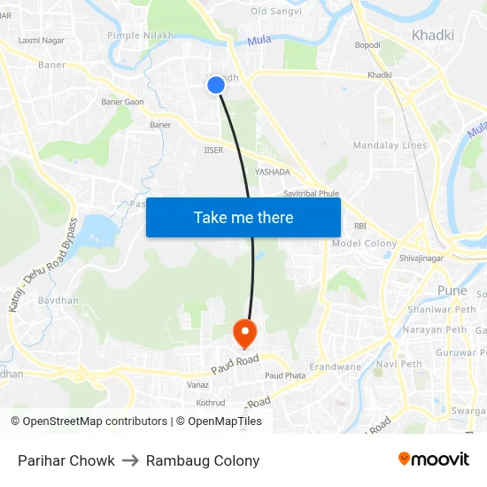 Parihar Chowk to Rambaug Colony map