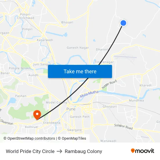 World Pride City Circle to Rambaug Colony map