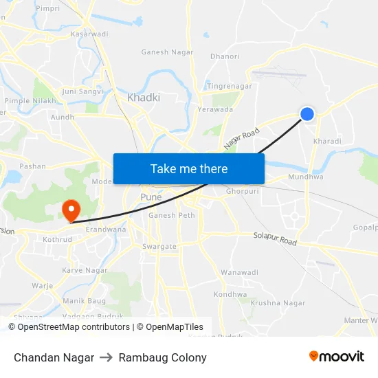 Chandan Nagar to Rambaug Colony map