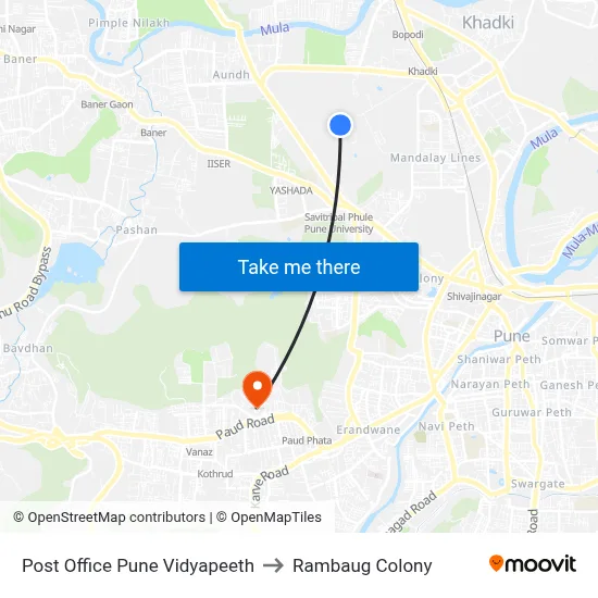Post Office Pune Vidyapeeth to Rambaug Colony map