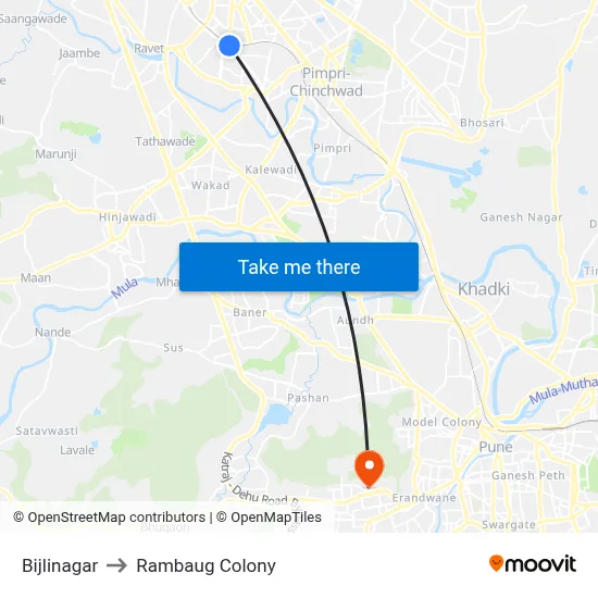 Bijlinagar to Rambaug Colony map
