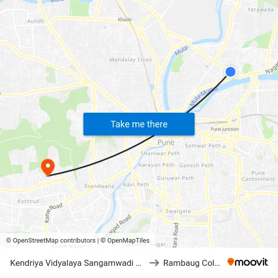 Kendriya Vidyalaya Sangamwadi BRTS to Rambaug Colony map