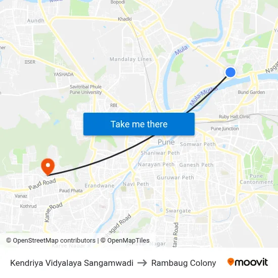 Kendriya Vidyalaya Sangamwadi to Rambaug Colony map
