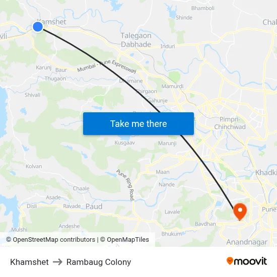 Khamshet to Rambaug Colony map