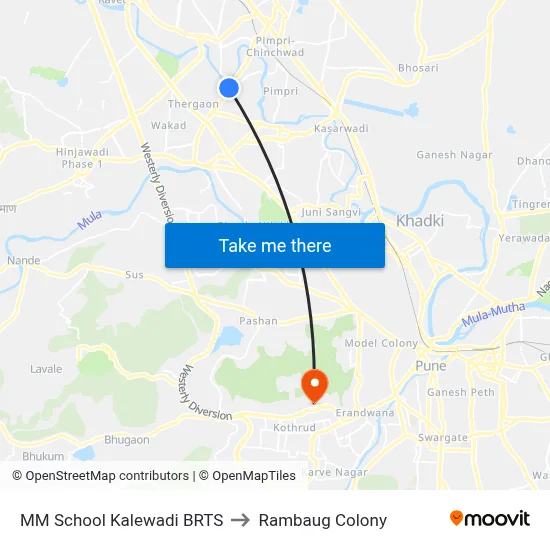 MM School Kalewadi BRTS to Rambaug Colony map