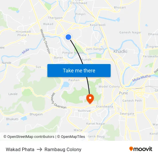 Wakad Phata to Rambaug Colony map