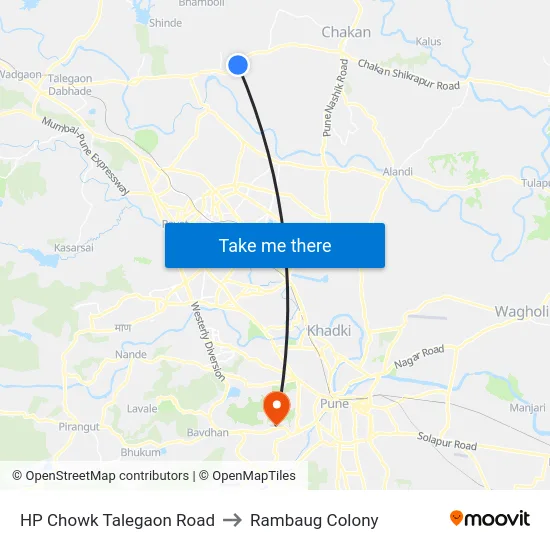 HP Chowk Talegaon Road to Rambaug Colony map
