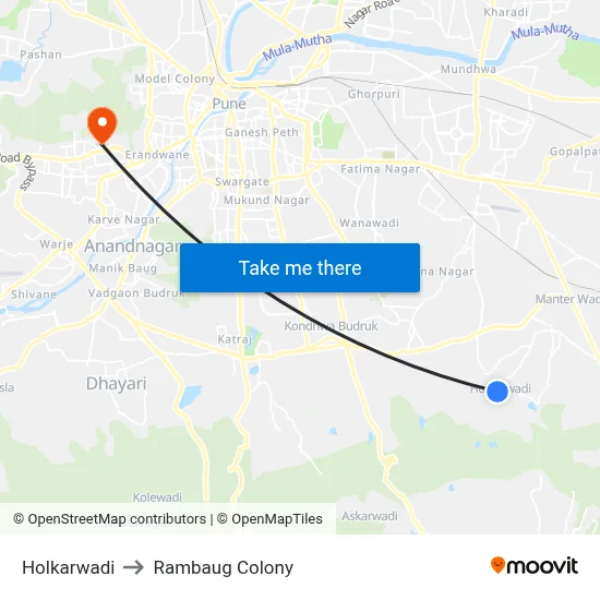 Holkarwadi to Rambaug Colony map