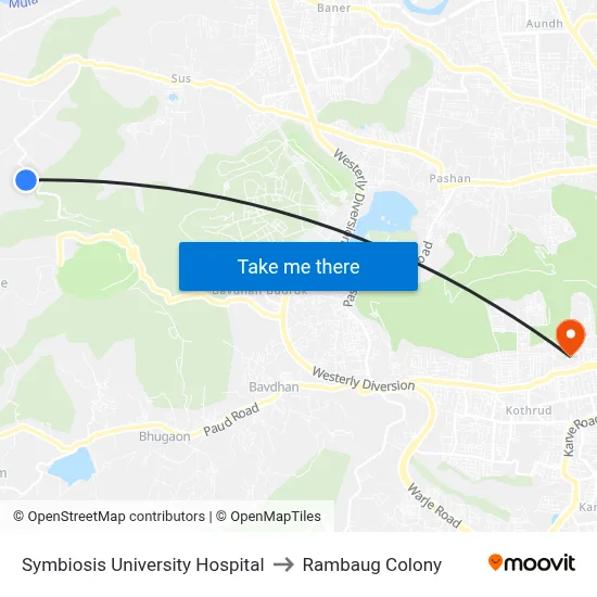 Symbiosis University Hospital to Rambaug Colony map