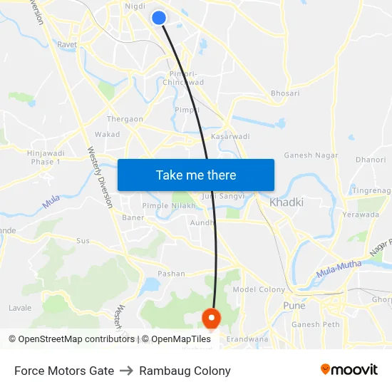 Force Motors Gate to Rambaug Colony map