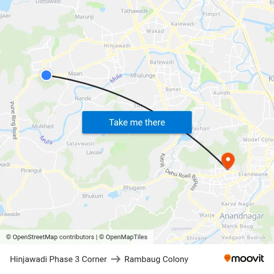 Hinjawadi Maan Phase 3 Corner to Rambaug Colony map