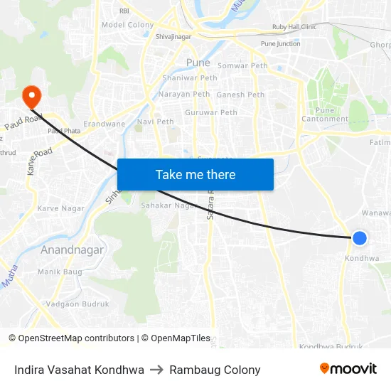 Indira Vasahat Kondhwa to Rambaug Colony map