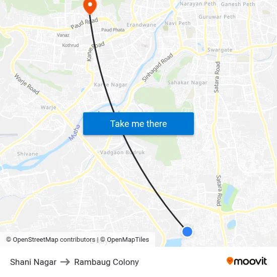 Shani Nagar to Rambaug Colony map