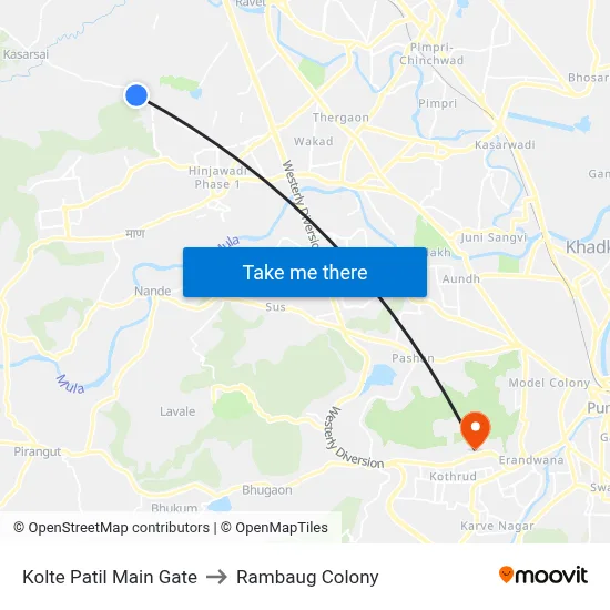 Kolte Patil Main Gate to Rambaug Colony map