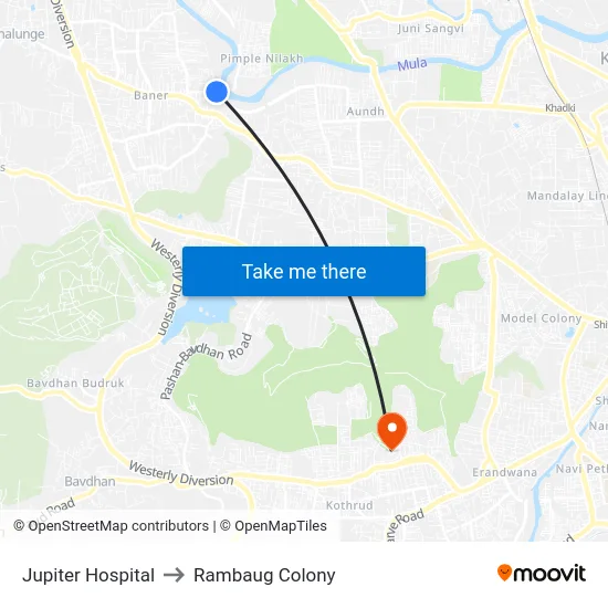 Jupiter Hospital to Rambaug Colony map