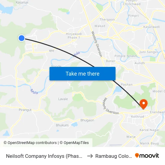 Neilsoft Company Infosys (Phase 3) to Rambaug Colony map