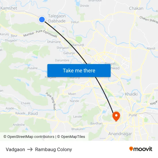 Vadgaon to Rambaug Colony map