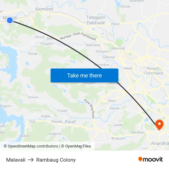 Malavali to Rambaug Colony map